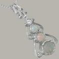 thumbnail image 3 of LBG 10k White Gold Genuine Natural Opal & Diamond Womens Bohemian Pendant & Chain Necklace - Chain length 22, 3 of 5