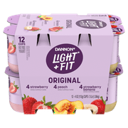 Dannon Light & Fit Non-Fat Strawberry, Banana & Peach Yogurt, Variety Pack, 4oz, 12 Count, Plastic Cup