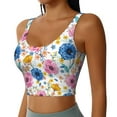 thumbnail image 2 of Fotbe Rose Flowers Pattern Womens' Sports Bra Longline Wirefree Padded with Medium Support Sports Moisture-Wicking Workou Vest,Tank Top-, 2 of 9