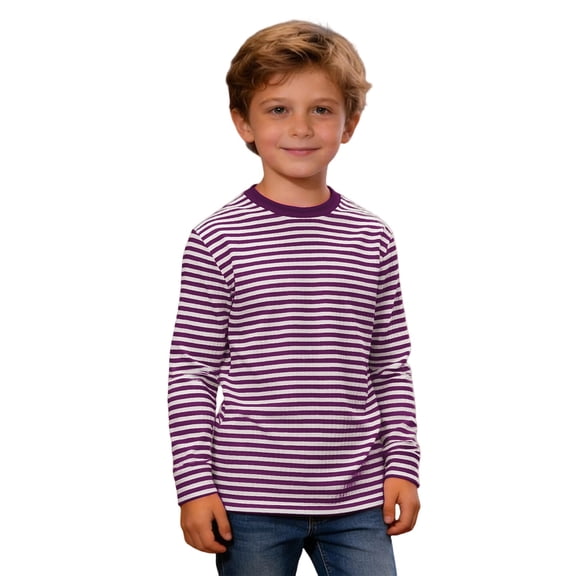 BJUTIR Boys T Shirts Long Sleeve Graphic Tee With Stripes And Print For Casual Comfort Skin Friendly Top Size 11-12 Year