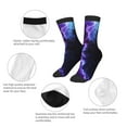 thumbnail image 3 of Zufioo Purple And Blue Nebula Print Children's Mid-tube Socks, Contrast Color High Elastic Sports Socks - Sweat-absorbent, Warm, Suitable for Children Aged 6-10, 3 of 5
