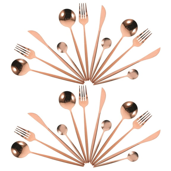 WHAMVOX Elegant Rose Gold Stainless Steel Food Set Complete Cutlery Kit for Home Use 6 Pieces