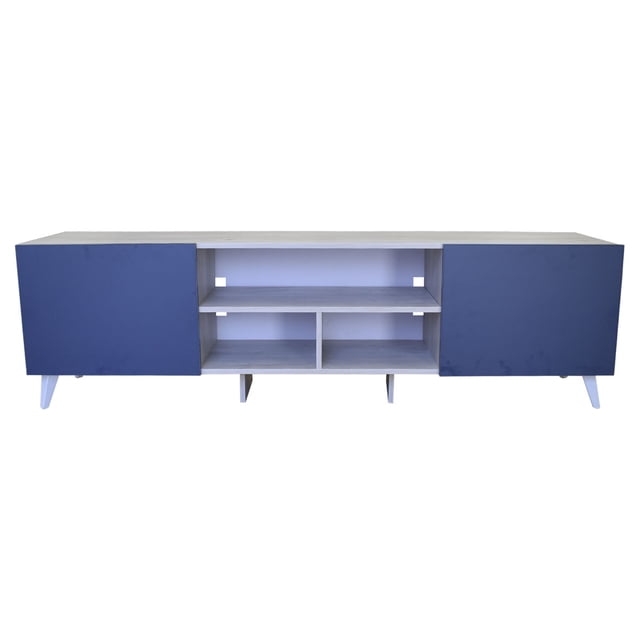 Mueble para TV de 80' Blanco Nordico Azul Hogare Europa Centro de entretenimiento Moderno
