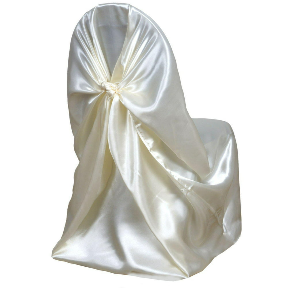 Ivory Universal Satin Chair Covers