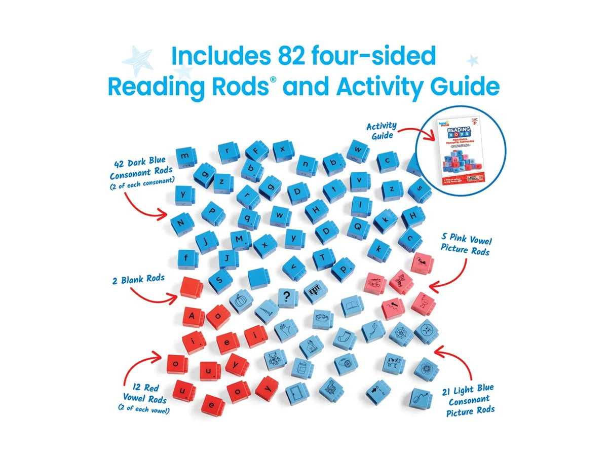 hand2mind Reading Rods Alphabet & Phonemic Awareness, Word Building Activities, Letter Blocks