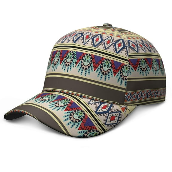 Tribal Pattern Baseball Cap – Retro Bohemian Unstructured Hat for Men Women, Breathable, Gift-Ready for Any Season & Event