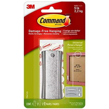 Command Large 5 lb Capacity Universal Frame Hanger, 1 hanger, 2 strips, 2 frame stabilizer strips, Indoor Use 17047-ES