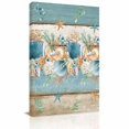 thumbnail image 2 of Canvas Wall Art Marine Life Canvas Art Print Vintage Blue Shell Coral Starfish Blue Wood Grain Leaves Pictures Wall Decor for Living Room Bedroom Artwork Decorations Framed Ready to Hang 8"x10", 2 of 9