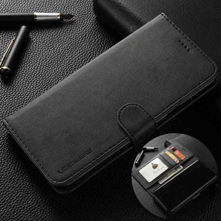 Dteck Samsung Galaxy S10 5G Case Luxury [PU Leather] Wallet Case, Handmade Protective Flip Folio Case with [Kickstand Function] and [Card Slots] for Galaxy S10 5G Black