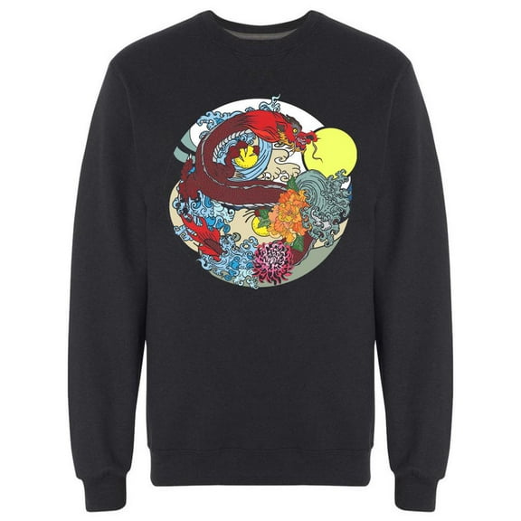 Ornamental Dragon With Waves Sweatshirt Men -Image by Shutterstock, Male Small