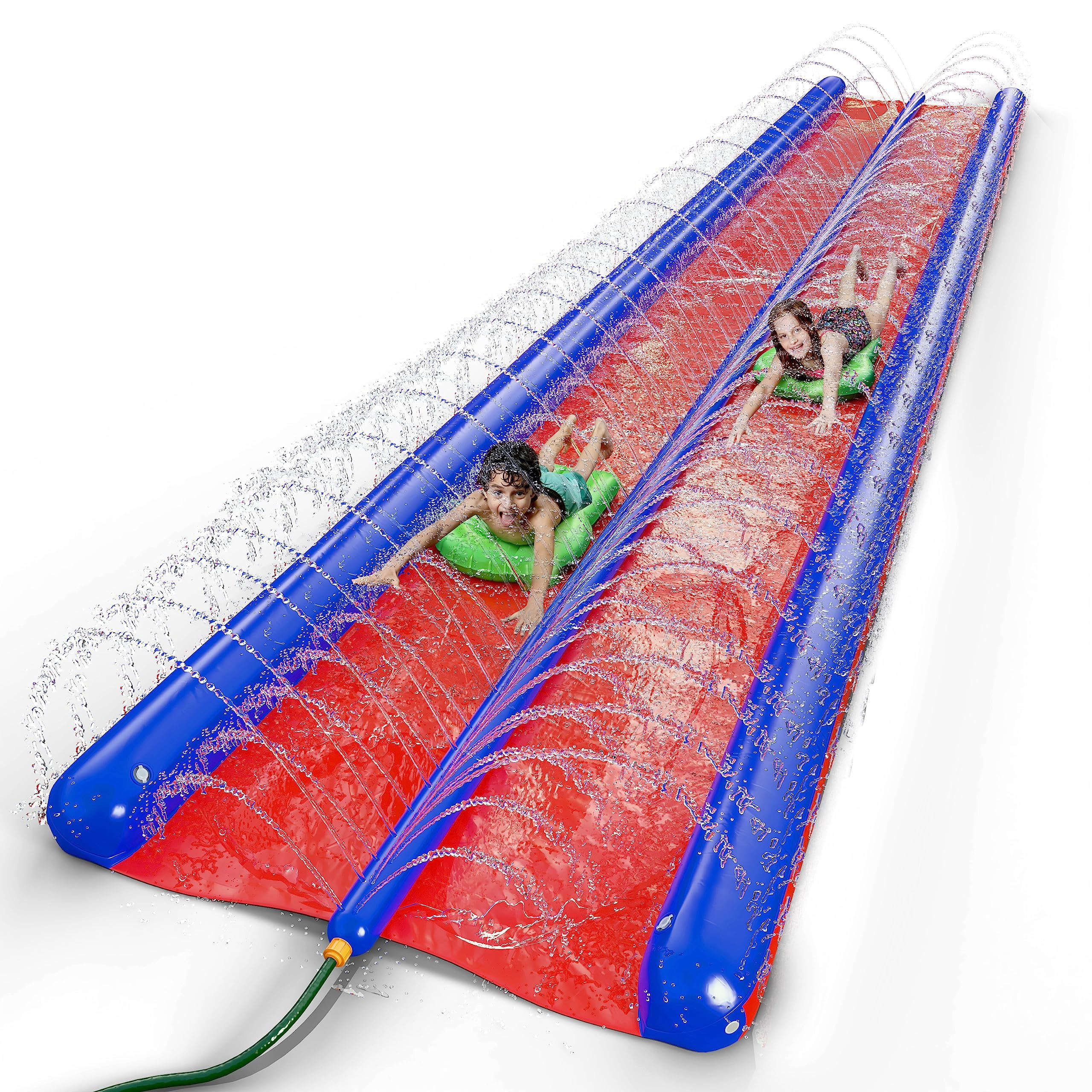 25ft 2-Lane Inflatable Water Slide with Sprinkler and Body Boards