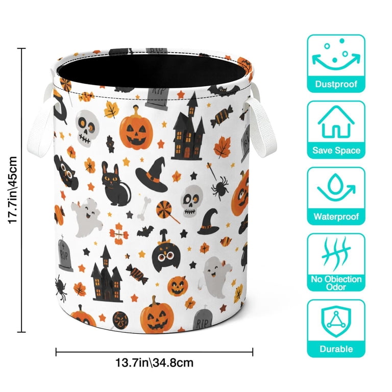 Sundronis 13.7x17.7 in Collapsible Textile Laundry Container, Halloween Holiday ...