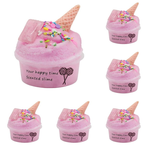 XIANXIAN 6 piezas de Slime de nube perfumado Muised 60 ml Slime de mantequilla de algodón de azúcar Slime de nube Helado de cono, Slime perfumado en remolino con arcilla, para regalos de fiesta de