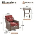 thumbnail image 4 of POCASSY 3 Pieces Patio Furniture Set with 6-Inch Thick Cushions Outdoor Swivel Patio Chairs Set of 2, Outdoor Brown Wicker Swivel Glider Rocking Chairs with Side Table for Porch Deck - Gray, 4 of 11