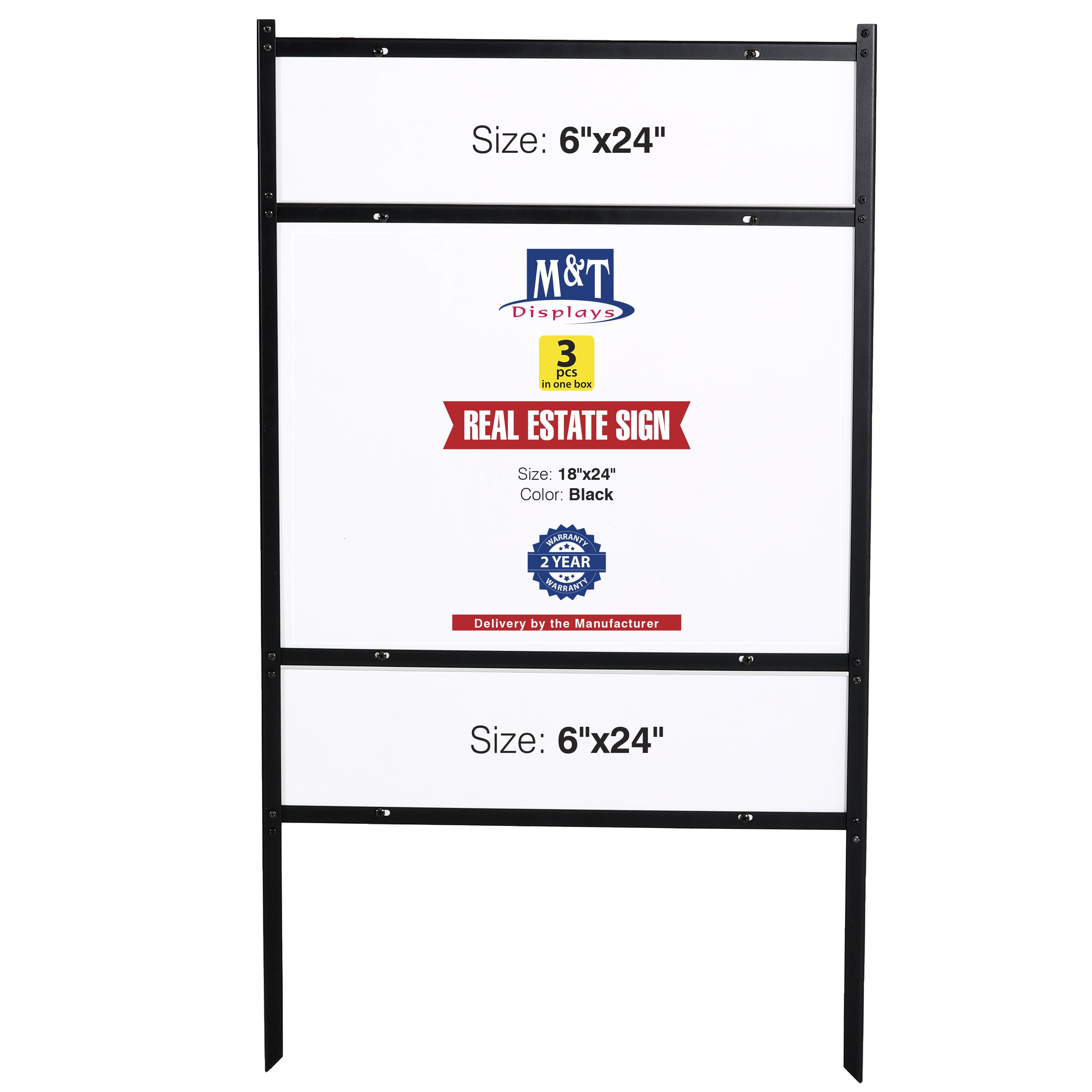 24"W x 18"H Insert Metal H-Frame Real Estate Yard Sign with Rider Slide/Bolt-In 