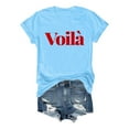 thumbnail image 4 of TSADFHJI Hauts Mignons pour Femmes Manches Longues T-Shirt Décontracté Mode Imprimé Lettre Col Rond Manches Courtes TTG Bleu Ciel, 4 of 4