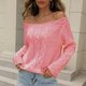 thumbnail image 2 of Gibobby Suéter térmico de manga larga 2023 Otoño Invierno suéter rosa para mujer elegante suéter de punto con hombros descubiertos para una apariencia encantadora (Rosa, L), 2 of 5