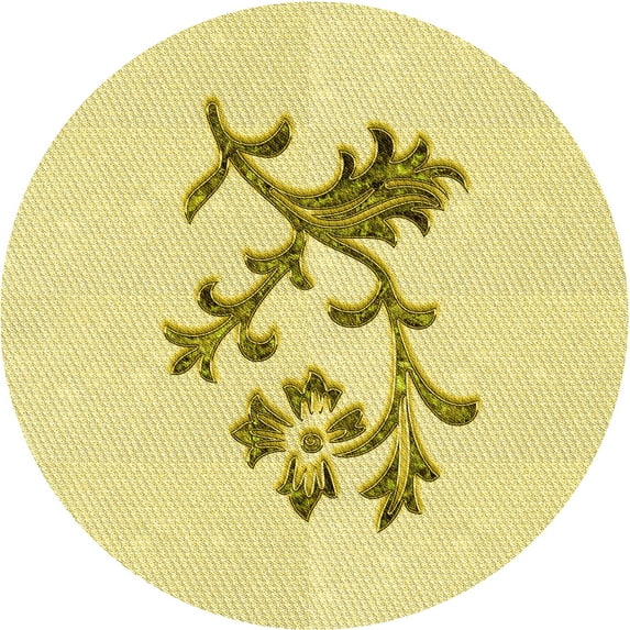 Ahgly Company Machine Washable Indoor Round Transitional Sun Yellow Area Rugs, 7' Round