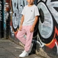 thumbnail image 2 of Girls and Boys 2 Piece Outfit Sets Solid Color Round Neck Short Sleeve T Shirt and Jogger Pants Set Casual Active Outfit Soft Comfortable Loungewear for Daily Outdoor Wear 3-16 Years, 2 of 9