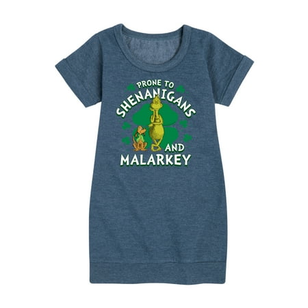 

The Grinch - Prone To Shenanigans Malarkey - Toddler And Youth Girls Fleece Dress