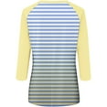 thumbnail image 5 of iHengLiXing Spring Tops for Womens Dressy Casual Women's 3/4 Sleeved Solid Color Gradient Striped Printed Short Sleeved Round Neck Top Yellow XL, 5 of 5