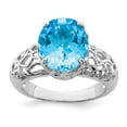 thumbnail image 1 of FB Jewels Sterling Silver Rhodium Oval Blue Topaz Ring, 1 of 2