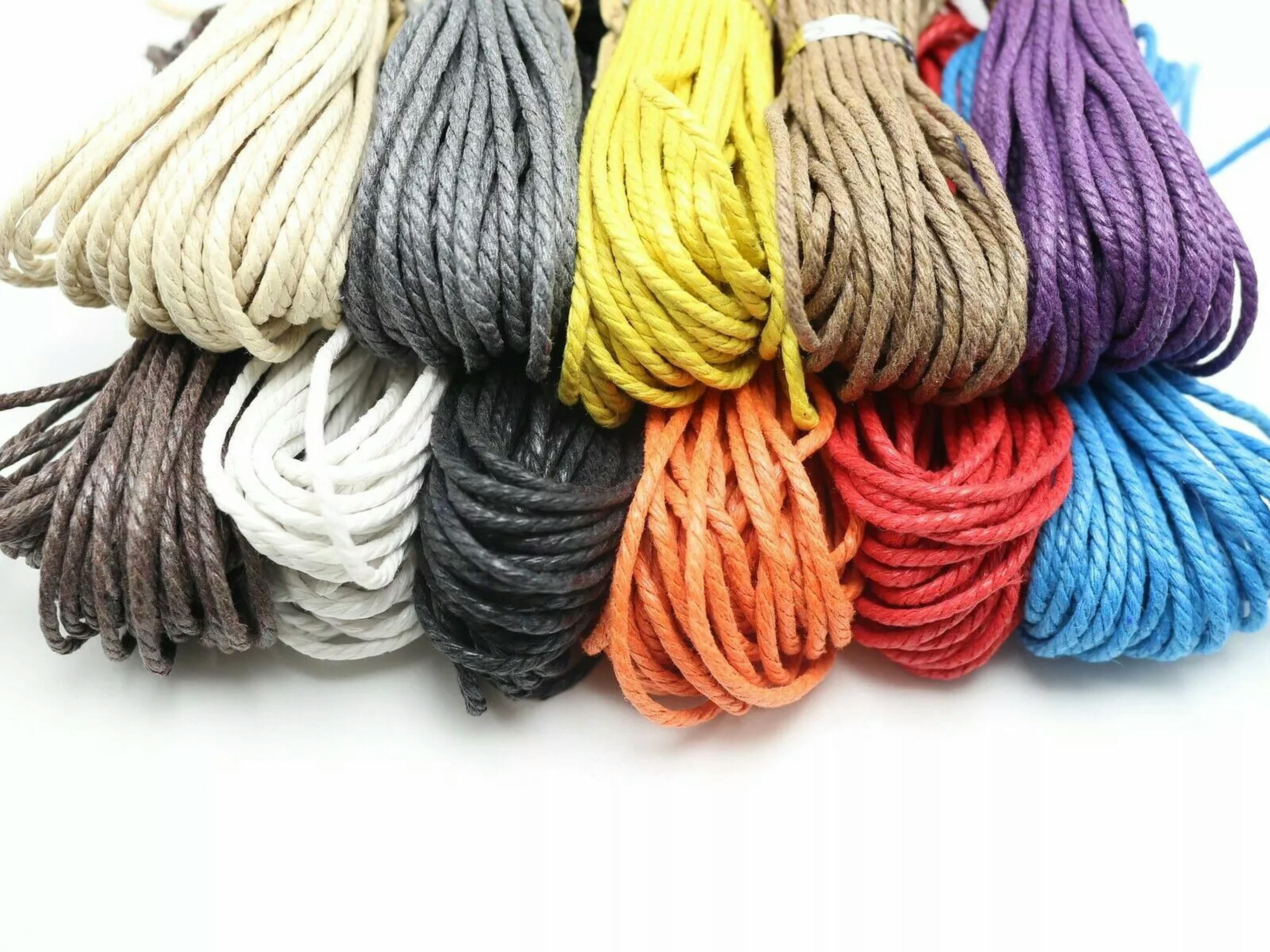 U8MO 120 Meter Waxed Twisted Cotton Cord Thread Line 2mm Macrame Rope String 12 Color