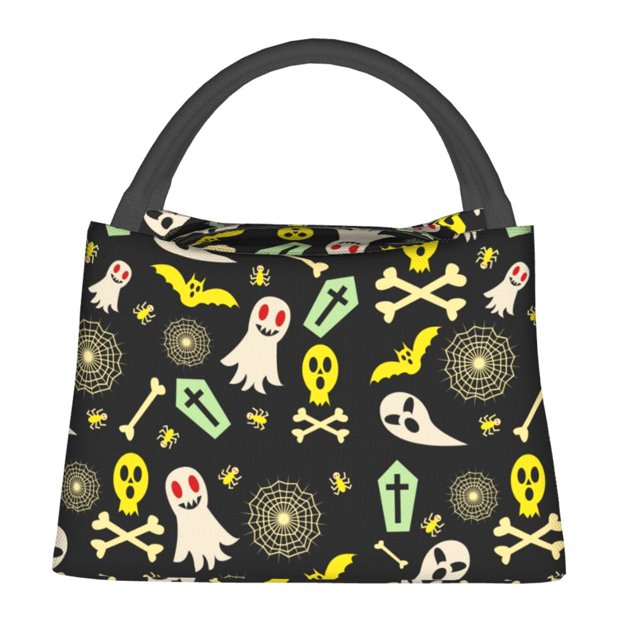 Balery cartoon Skull spider web Bolsa de Aislamiento Portátil – Bolsa de Almuerzo con Forro de Aluminio Mejorado, Funda Impermeable y Fácil de Limpiar para Picnic y Caja de Almuerzo