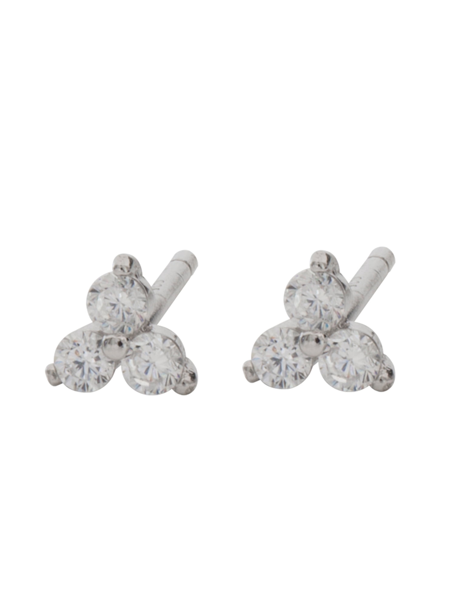 Brilliance Women's Sterling Silver Triangle, Round with Bar & Round Cubic Zirconia Earrings 3pc Set