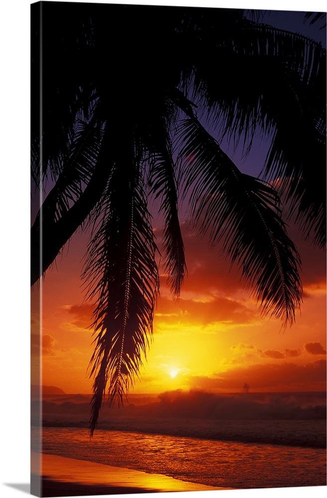 Great BIG Canvas "Hawaii, View Of Sunset From The Beach" Canvas Wall