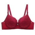 thumbnail image 2 of Loopsun Womens Bras Plus Size, Bras for Women, Women's Solid Daily Adjustable Underwear Gathered Thin Bra without Steel Ring Red,44/100C, 2 of 3