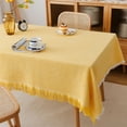 thumbnail image 2 of Yipa Yellow Table Cloth Tassel Cotton Linen Table Cover for Kitchen Dinning Wrinkle Free Tablecloths Rectangle/Oblong (70" x 70"), 2 of 2
