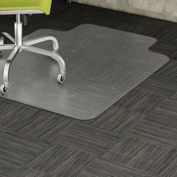Lorell Wide Lip Low-pile Chairmat Carpeted Floor - 53" Length x 45" Width x 0.12" Thickness - Lip Size 12" Length x 25" Width - Vinyl - Clear