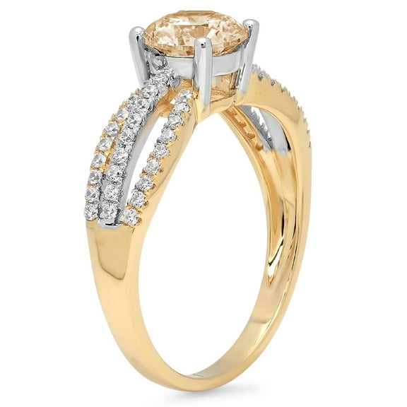 1.27 ct Round Cut Natural Morganite Solitaire with Accents Engagement Ring for Women in 18K Yellow/White Gold