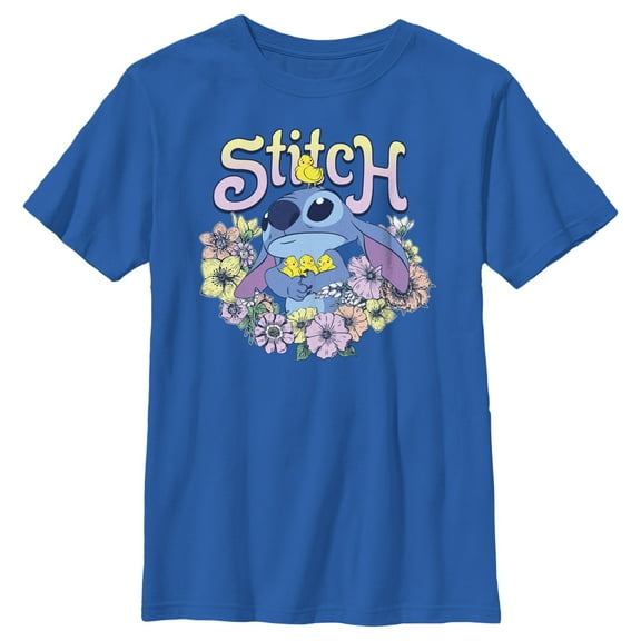 Boy's Lilo & Stitch Springtime Stitch Graphic Tee Royal Blue X Large