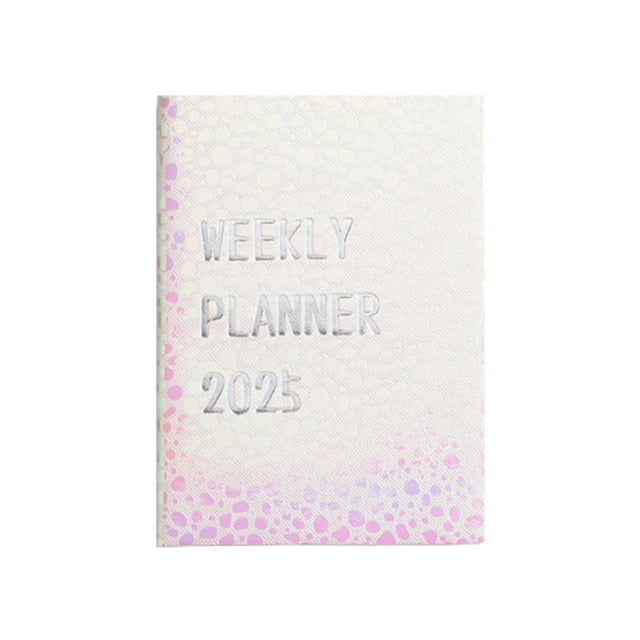 WHEANG Home Decor 2025 A7English Schedule Book Colorful Laserstone Pattern Planner Portable Pocket Book Mini Book One Size Multi-Color