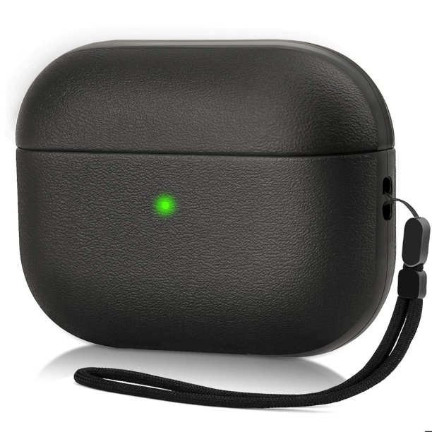 Funda Mejorada Compatible Con Airpods Pro Funda Con Textura De Cuero Funda Protectora De Cuerpo Completo Compatible Con Airpods Pro Carga Inalámbrica Y Led Frontal Visible (Negro Mate)