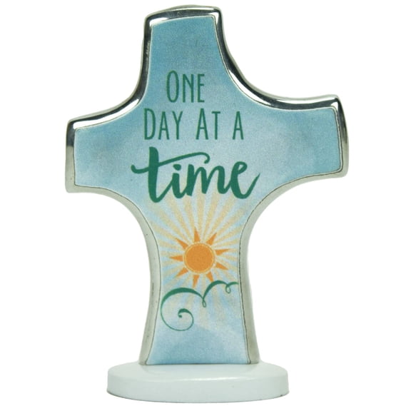 Abbey & CA Gift One Day at A Time Small Artmetal Standing Cross