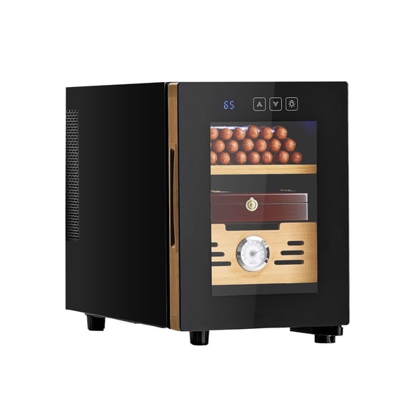 Electric Humidor 16L, 100 Count Capacity Cooler Cabinet with Temperature Control, Spanish Cedar, Mechanical Hygrometer, 2-Layer Storage for Cigars
