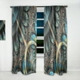 thumbnail image 2 of Designart 'Large Blue Brown Fractal Floral Pattern' Floral Curtain Panel, 2 of 5