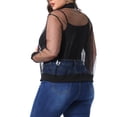 thumbnail image 3 of Agnes Orinda Women's Plus Size Sheer Jackets Long Sleeve Floral Lace Bomber Jacket 3X All Black, 3 of 6