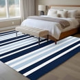 thumbnail image 5 of Blue Dark Washable Living Room Rugs 5'x7', Blue Striped Minimalist Contrast Vertical Stripes Low Pile Throw Large Area Rugs Non-Slip Sturdy Edge Binding Carpet for Dining Room Bedside Kitchen, 5 of 9