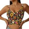 thumbnail image 3 of Goofa Sunflowers Mushrooms Printed Sports Bras for Women, High Impact Running Bra Workout Crop Tank Tops Longline Sports Bra Push up-, 3 of 9