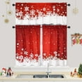 thumbnail image 2 of Red Kitchen Christmas Curtains, Velvet Curtain Set for Kitchen Windows, Floral Snowflake Decoration Cafe Curtains, Thermal Insulated Room Darkening Short Curtain (26" W x 36" L, Set of 2, 2 of 8