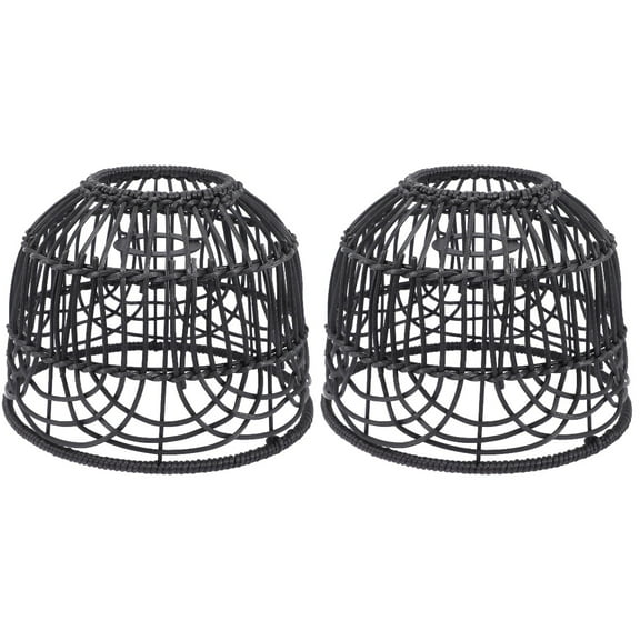 FRCOLOR 2pcs Rattan Lampshade Woven Hanging Lamp Shade Chandelier Light Shade Decorative Lamp Shade