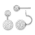 thumbnail image 4 of 925 Sterling Silver Rhodium-plate Set of 3 Mother of Pearl (MOP) / Crystal Front Back Earrings, 4 of 7