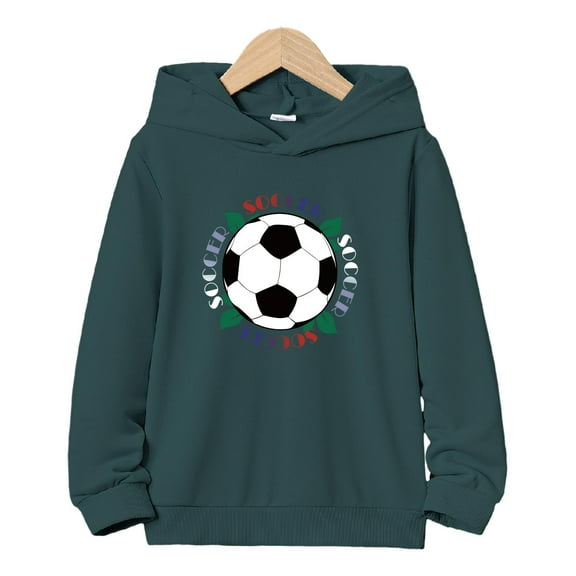 Mikrdoo Cool Soccer Print Boys Casual Pullover Long Sleeve Hoodies, Boys Sweatshirt For Spring Fall Winter, 7-15T Kids Hoodie Tops Outdoor
