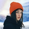 thumbnail image 2 of HomeDM Unisex Beanie - Orange Slouchy Beanie Hat for Men Women Solid Color Winter Outdoor Warm Knit Caps Soft Ski Hat, 2 of 7