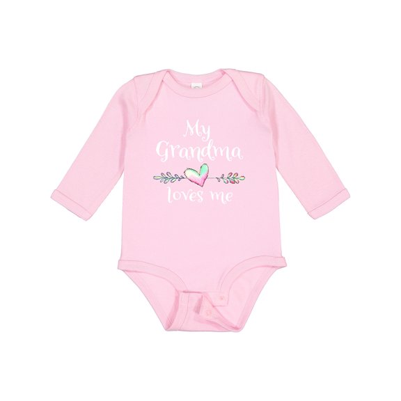 Inktastic My Grandma Loves Me Heart Grandchild Boys or Girls Long Sleeve Baby Bodysuit