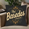 thumbnail image 5 of Set of 2 Decorative Throw Pillow Covers 18x18in - Vintage Black with Cursive ' The Baredes ' & Ornate Green Orange Patterns for Couch Bed Car, 5 of 8